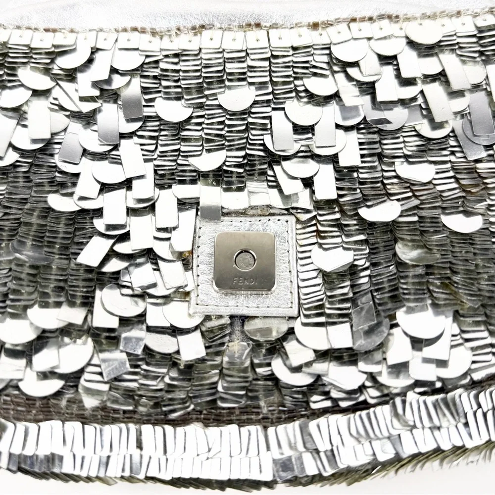 •SOLD• RARE Fendi Metallic Silver Sequin Baguette - Picture 7 of 8